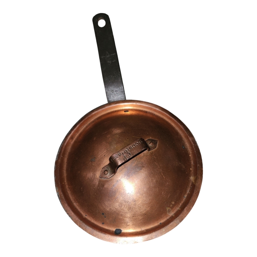 CP Soderhamn Vintage Stamped Copper Double Bottom Saucepan Wirh Lid